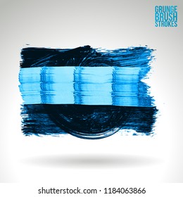 Blue brush stroke and texture. Grunge vector abstract hand - painted element. Underline and border design.