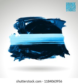 Blue brush stroke and texture. Grunge vector abstract hand - painted element. Underline and border design.
