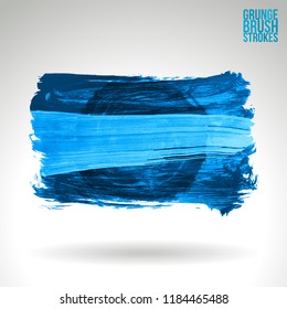 Blue brush stroke and texture. Grunge vector abstract hand - painted element. Underline and border design.
