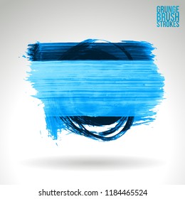 Blue brush stroke and texture. Grunge vector abstract hand - painted element. Underline and border design.