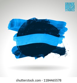 Blue brush stroke and texture. Grunge vector abstract hand - painted element. Underline and border design.