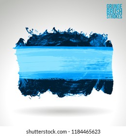 Blue brush stroke and texture. Grunge vector abstract hand - painted element. Underline and border design.