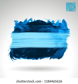 Blue brush stroke and texture. Grunge vector abstract hand - painted element. Underline and border design.