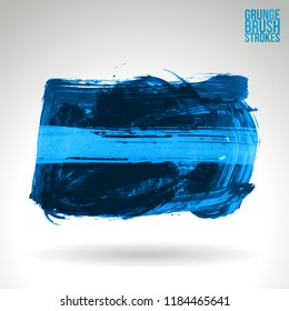 Blue brush stroke and texture. Grunge vector abstract hand - painted element. Underline and border design.