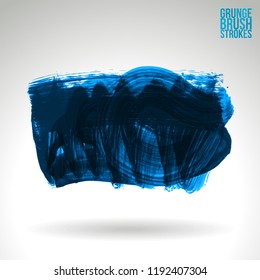 Blue brush stroke and texture. Grunge vector abstract hand - painted element. Underline and border design.