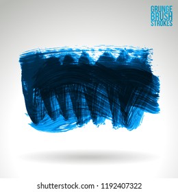 Blue brush stroke and texture. Grunge vector abstract hand - painted element. Underline and border design.