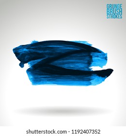 Blue brush stroke and texture. Grunge vector abstract hand - painted element. Underline and border design.
