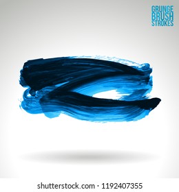 Blue brush stroke and texture. Grunge vector abstract hand - painted element. Underline and border design.