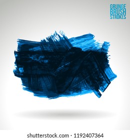 Blue brush stroke and texture. Grunge vector abstract hand - painted element. Underline and border design.