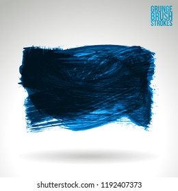 Blue brush stroke and texture. Grunge vector abstract hand - painted element. Underline and border design.