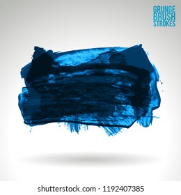 Blue brush stroke and texture. Grunge vector abstract hand - painted element. Underline and border design.