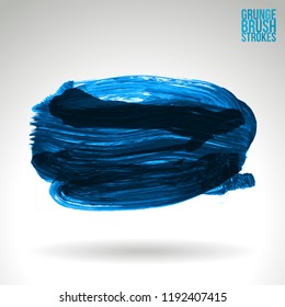Blue brush stroke and texture. Grunge vector abstract hand - painted element. Underline and border design.