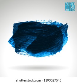 Blue brush stroke and texture. Grunge vector abstract hand - painted element. Underline and border design.