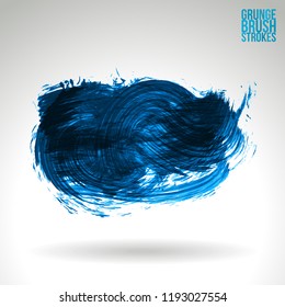 Blue brush stroke and texture. Grunge vector abstract hand - painted element. Underline and border design.