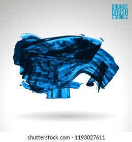 Blue brush stroke and texture. Grunge vector abstract hand - painted element. Underline and border design.