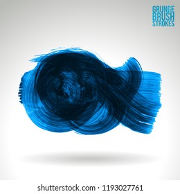 Blue brush stroke and texture. Grunge vector abstract hand - painted element. Underline and border design.