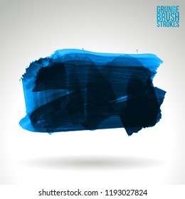 Blue brush stroke and texture. Grunge vector abstract hand - painted element. Underline and border design.