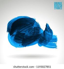 Blue brush stroke and texture. Grunge vector abstract hand - painted element. Underline and border design.