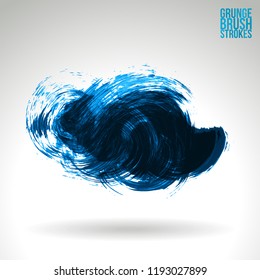 Blue brush stroke and texture. Grunge vector abstract hand - painted element. Underline and border design.