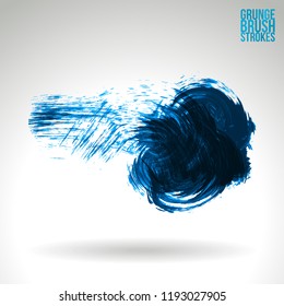 Blue brush stroke and texture. Grunge vector abstract hand - painted element. Underline and border design.
