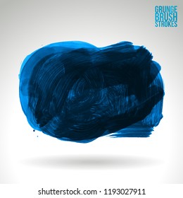 Blue brush stroke and texture. Grunge vector abstract hand - painted element. Underline and border design.