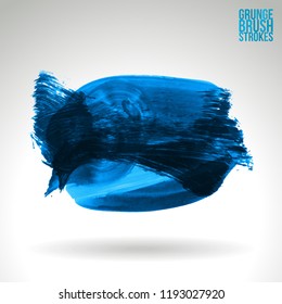 Blue brush stroke and texture. Grunge vector abstract hand - painted element. Underline and border design.