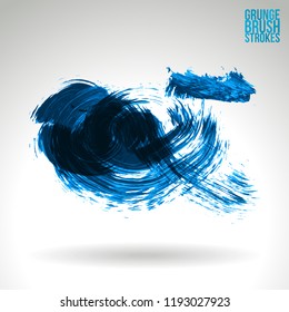 Blue brush stroke and texture. Grunge vector abstract hand - painted element. Underline and border design.