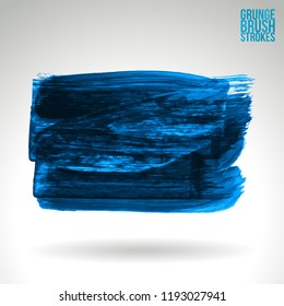 Blue brush stroke and texture. Grunge vector abstract hand - painted element. Underline and border design.
