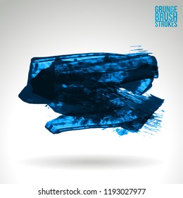 Blue brush stroke and texture. Grunge vector abstract hand - painted element. Underline and border design.