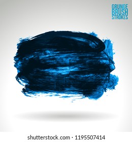 Blue brush stroke and texture. Grunge vector abstract hand - painted element. Underline and border design.