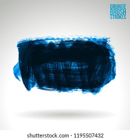 Blue brush stroke and texture. Grunge vector abstract hand - painted element. Underline and border design.
