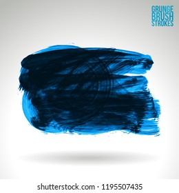Blue brush stroke and texture. Grunge vector abstract hand - painted element. Underline and border design.