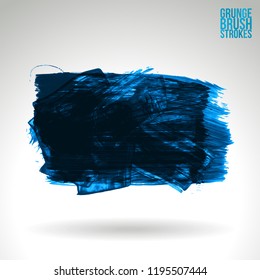 Blue brush stroke and texture. Grunge vector abstract hand - painted element. Underline and border design.