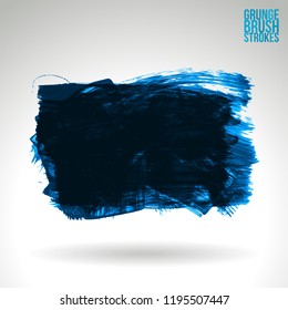 Blue brush stroke and texture. Grunge vector abstract hand - painted element. Underline and border design.