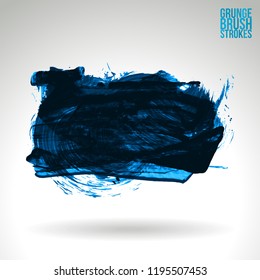 Blue brush stroke and texture. Grunge vector abstract hand - painted element. Underline and border design.