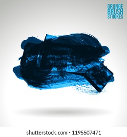 Blue brush stroke and texture. Grunge vector abstract hand - painted element. Underline and border design.