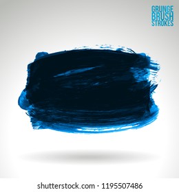 Blue brush stroke and texture. Grunge vector abstract hand - painted element. Underline and border design.