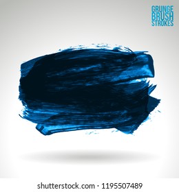 Blue brush stroke and texture. Grunge vector abstract hand - painted element. Underline and border design.
