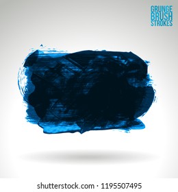 Blue brush stroke and texture. Grunge vector abstract hand - painted element. Underline and border design.