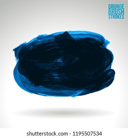 Blue brush stroke and texture. Grunge vector abstract hand - painted element. Underline and border design.