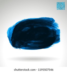 Blue brush stroke and texture. Grunge vector abstract hand - painted element. Underline and border design.