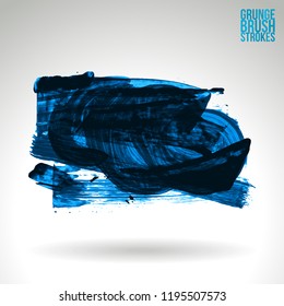 Blue brush stroke and texture. Grunge vector abstract hand - painted element. Underline and border design.