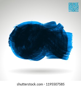 Blue brush stroke and texture. Grunge vector abstract hand - painted element. Underline and border design.