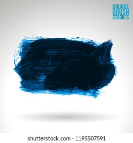 Blue brush stroke and texture. Grunge vector abstract hand - painted element. Underline and border design.