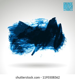 Blue brush stroke and texture. Grunge vector abstract hand - painted element. Underline and border design.