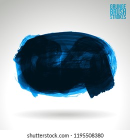 Blue brush stroke and texture. Grunge vector abstract hand - painted element. Underline and border design.
