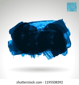 Blue brush stroke and texture. Grunge vector abstract hand - painted element. Underline and border design.