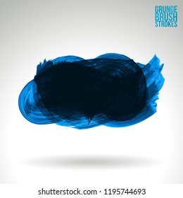 Blue brush stroke and texture. Grunge vector abstract hand - painted element. Underline and border design.
