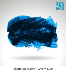 Blue brush stroke and texture. Grunge vector abstract hand - painted element. Underline and border design.