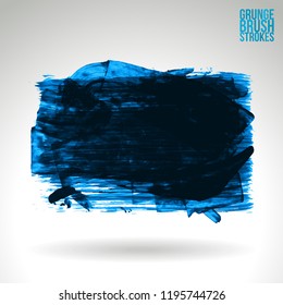 Blue brush stroke and texture. Grunge vector abstract hand - painted element. Underline and border design.